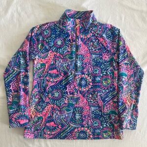 Lilly Pulitzer No Prob Llama Skipper Popover Small Blue Pink Half Zip Pullover